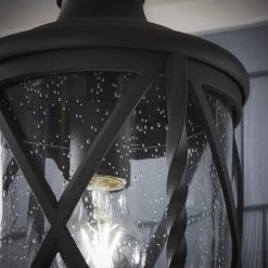 Walcott Manor 8 in. 1-Light Black Outdoor Transitional Pendant Light with Clear Seeded Glass by Home Decorators Collection -Outlet Home Decorators Collection Store black home decorators collection outdoor pendant lights 1043hdcbldi 66 1000