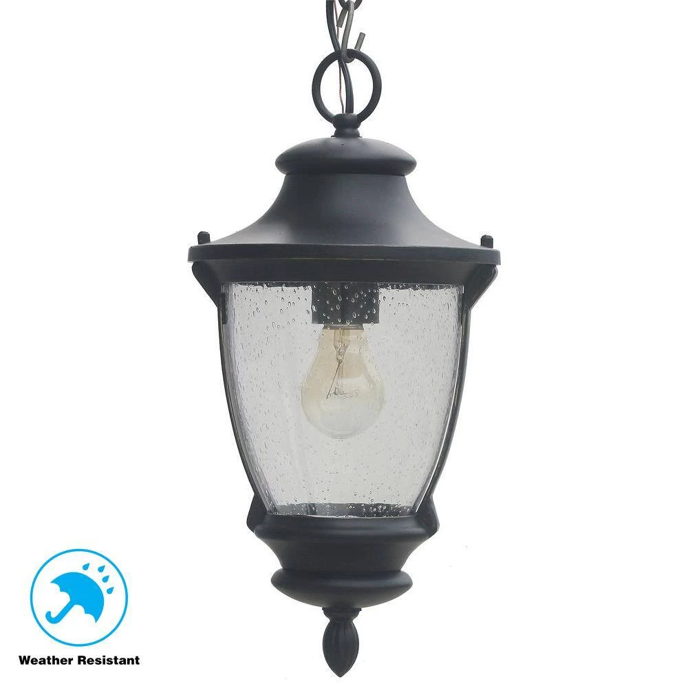 Wilkerson 1-Light Black Outdoor Chain Hung Lantern by Home Decorators Collection 8 Wilkerson 1-Light Black Outdoor Chain Hung Lantern by Home Decorators Collection - Image 6