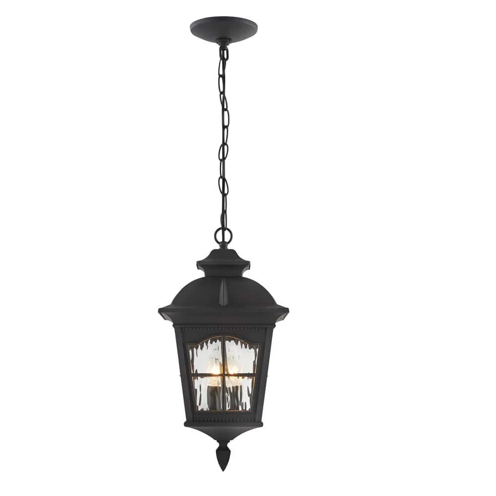 Loridan Square 2-Light Black Pendant Light with Clear Water Glass by Home Decorators Collection 4 Loridan Square 2-Light Black Pendant Light with Clear Water Glass by Home Decorators Collection - Image 2