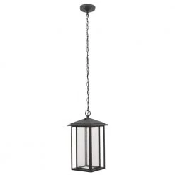 Mauvo Canyon Modern 1-Light Black Integrated LED Outdoor Dusk to Dawn Large Pendant Light with Seeded Glass by Home Decorators Collection -Outlet Home Decorators Collection Store black home decorators collection outdoor pendant lights lpnd 06005 del 1d 1000