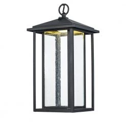 Mauvo Canyon Modern 1-Light Black Integrated LED Outdoor Dusk to Dawn Large Pendant Light with Seeded Glass by Home Decorators Collection -Outlet Home Decorators Collection Store black home decorators collection outdoor pendant lights lpnd 06005 del 1f 1000