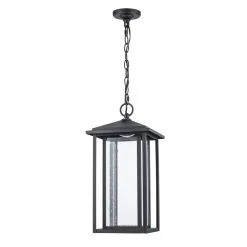 Mauvo Canyon Modern 1-Light Black Integrated LED Outdoor Dusk to Dawn Large Pendant Light with Seeded Glass by Home Decorators Collection -Outlet Home Decorators Collection Store black home decorators collection outdoor pendant lights lpnd 06005 del 4f 1000