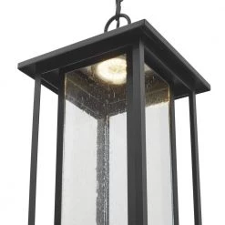 Mauvo Canyon Modern 1-Light Black Integrated LED Outdoor Dusk to Dawn Large Pendant Light with Seeded Glass by Home Decorators Collection -Outlet Home Decorators Collection Store black home decorators collection outdoor pendant lights lpnd 06005 del 66 1000