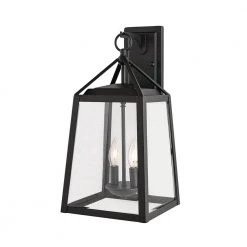 Blakeley Transitional 2-Light Black Outdoor Wall Lantern with Beveled Glass by Home Decorators Collection