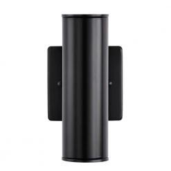 Riga Small Modern Black Integrated LED Outdoor Wall Cylinder Light Sconce by Home Decorators Collection -Outlet Home Decorators Collection Store black home decorators collection outdoor sconces 205218a 40 1000