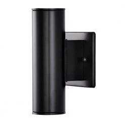 Riga Small Modern Black Integrated LED Outdoor Wall Cylinder Light Sconce by Home Decorators Collection