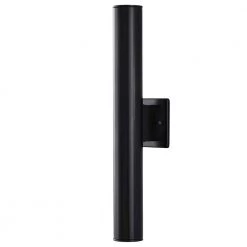 Riga Large Modern Black Integrated LED Outdoor Wall Cylinder Light Sconce by Home Decorators Collection