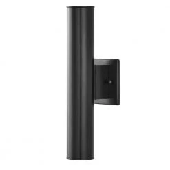 Riga Medium Modern Black Integrated LED Outdoor Wall Cylinder Light Sconce by Home Decorators Collection