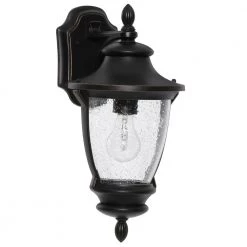 Wilkerson 1-Light Black Outdoor Wall Lantern Sconce by Home Decorators Collection -Outlet Home Decorators Collection Store black home decorators collection outdoor sconces 23452 40 1000