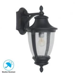 Wilkerson 1-Light Black Outdoor Wall Lantern Sconce by Home Decorators Collection -Outlet Home Decorators Collection Store black home decorators collection outdoor sconces 23452 a0 1000