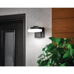 Stanton 1-Light Black LED Outdoor Wall Mount Lantern by Home Decorators Collection -Outlet Home Decorators Collection Store black home decorators collection outdoor sconces 23761 31 1000