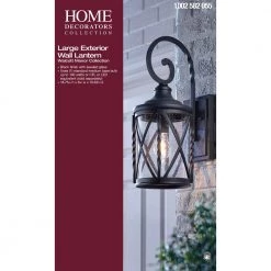 Walcott Manor 8 in. One-Light Gilded Iron Industrial Outdoor Wall Lantern Sconce with Clear Seeded Glass by Home Decorators Collection -Outlet Home Decorators Collection Store black home decorators collection outdoor sconces 7954hdcbldi 40 1000