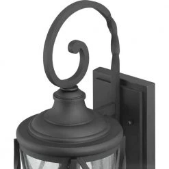 Walcott Manor 8 in. One-Light Gilded Iron Industrial Outdoor Wall Lantern Sconce with Clear Seeded Glass by Home Decorators Collection -Outlet Home Decorators Collection Store black home decorators collection outdoor sconces 7954hdcbldi 76 1000