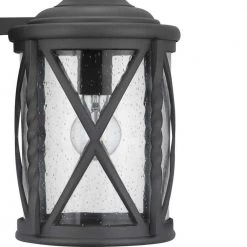 Walcott Manor 8 in. One-Light Gilded Iron Industrial Outdoor Wall Lantern Sconce with Clear Seeded Glass by Home Decorators Collection -Outlet Home Decorators Collection Store black home decorators collection outdoor sconces 7954hdcbldi fa 1000