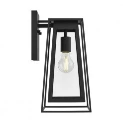 Bailey Medium Modern 1-Light Black Hardwired Double Frame Outdoor Wall Lantern Sconce with Clear Glass by Home Decorators Collection -Outlet Home Decorators Collection Store black home decorators collection outdoor sconces 8000201 12 44 1000