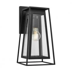 Bailey Medium Modern 1-Light Black Hardwired Double Frame Outdoor Wall Lantern Sconce with Clear Glass by Home Decorators Collection -Outlet Home Decorators Collection Store black home decorators collection outdoor sconces 8000201 12 4f 1000