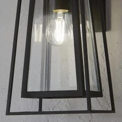 Bailey Medium Modern 1-Light Black Hardwired Double Frame Outdoor Wall Lantern Sconce with Clear Glass by Home Decorators Collection -Outlet Home Decorators Collection Store black home decorators collection outdoor sconces 8000201 12 66 1000