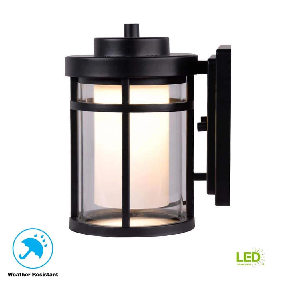Black Outdoor LED Wall Lantern Sconce by Home Decorators Collection 9 Black Outdoor LED Wall Lantern Sconce by Home Decorators Collection - Image 7