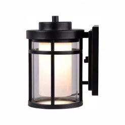 Black Outdoor LED Wall Lantern Sconce by Home Decorators Collection