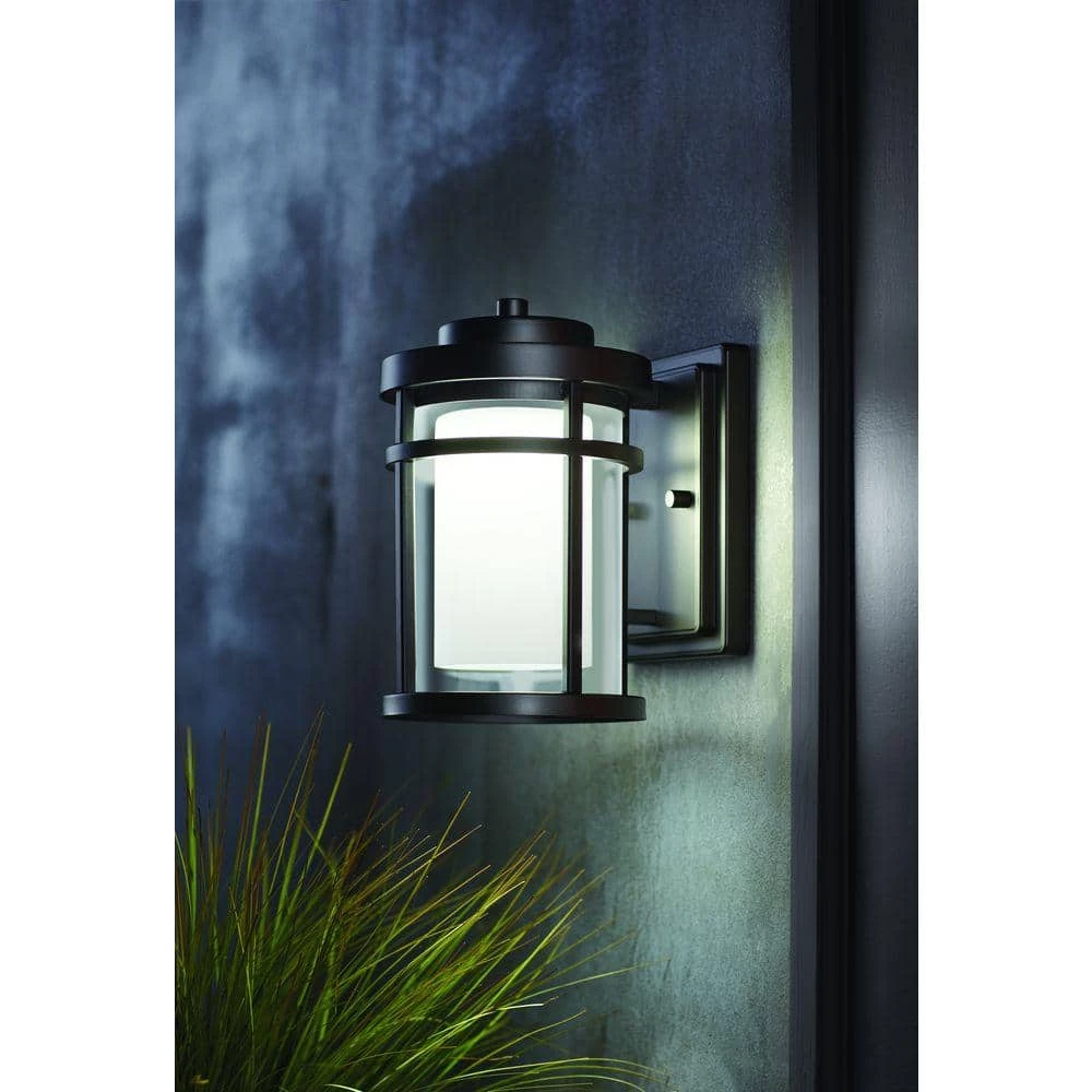 Black Outdoor LED Wall Lantern Sconce by Home Decorators Collection 4 Black Outdoor LED Wall Lantern Sconce by Home Decorators Collection - Image 2