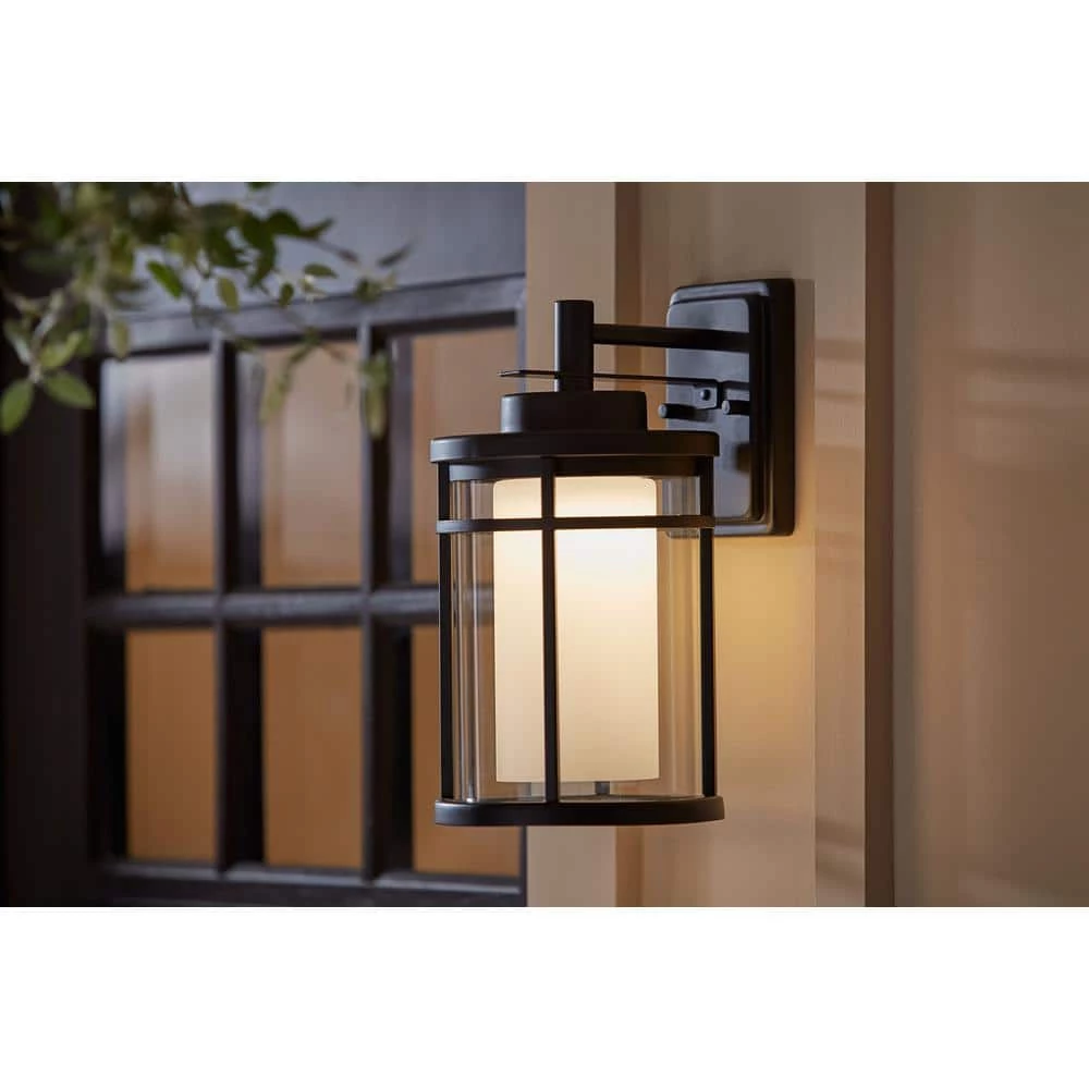 Black Outdoor LED Wall Lantern Sconce by Home Decorators Collection 4 Black Outdoor LED Wall Lantern Sconce by Home Decorators Collection - Image 2