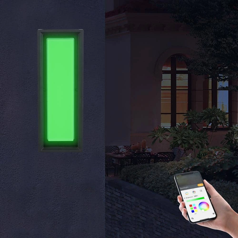 Hubspace Modern 1-Light Black LED Outdoor Wall Lantern Sconce with Color Changing Light Output from 3000K-6000K (1-Pack) by Home Decorators Collection 12 Hubspace Modern 1-Light Black LED Outdoor Wall Lantern Sconce with Color Changing Light Output from 3000K-6000K (1-Pack) by Home Decorators Collection - Image 10