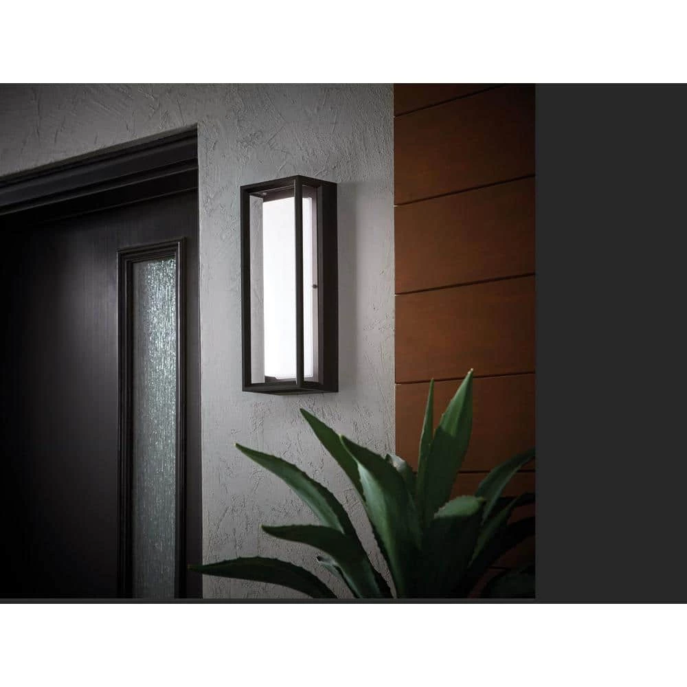 Hubspace Modern 1-Light Black LED Outdoor Wall Lantern Sconce with Color Changing Light Output from 3000K-6000K (1-Pack) by Home Decorators Collection 4 Hubspace Modern 1-Light Black LED Outdoor Wall Lantern Sconce with Color Changing Light Output from 3000K-6000K (1-Pack) by Home Decorators Collection - Image 2