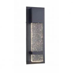 1-Light Black LED Integrated Outdoor Sconce Lantern Light with Seeded Glass by Home Decorators Collection