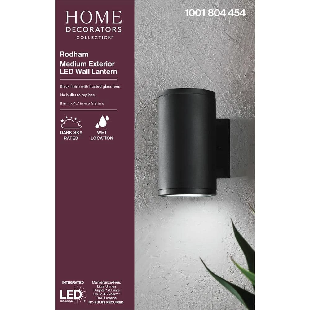 Rodham Black LED Outdoor Wall Lantern Sconce by Home Decorators Collection 9 Rodham Black LED Outdoor Wall Lantern Sconce by Home Decorators Collection - Image 7