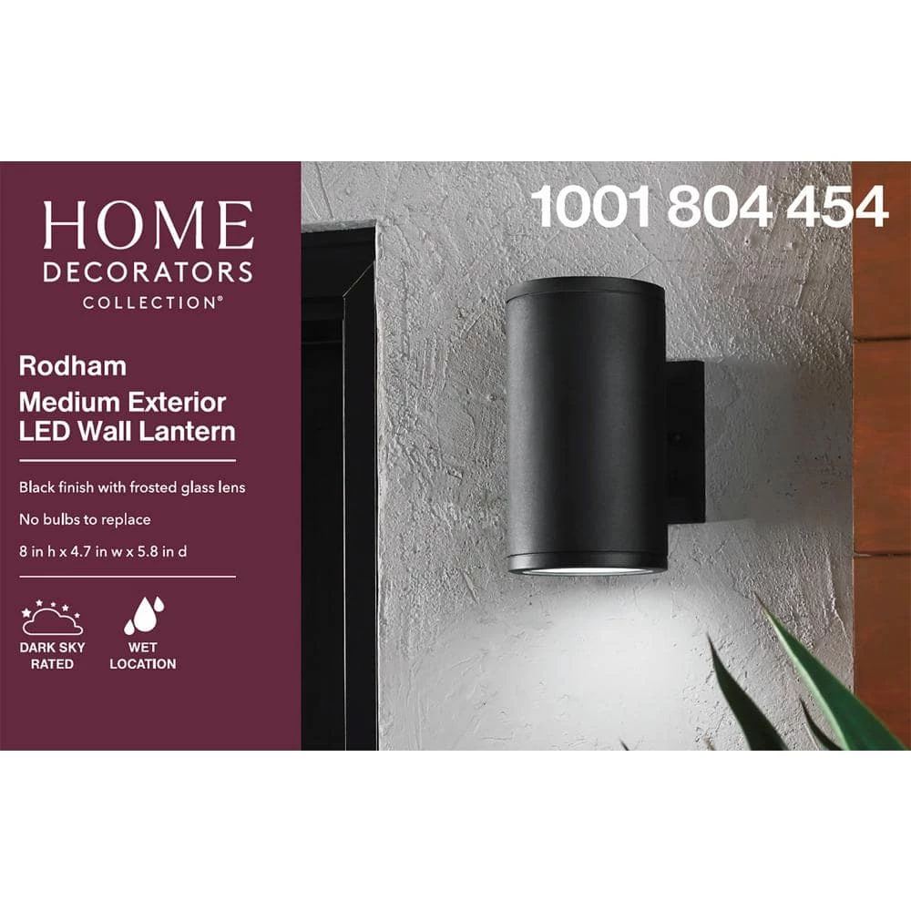 Rodham Black LED Outdoor Wall Lantern Sconce by Home Decorators Collection 11 Rodham Black LED Outdoor Wall Lantern Sconce by Home Decorators Collection - Image 9