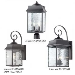 Scroll 1-Light Black Outdoor Wall Lantern Sconce with Water Glass by Home Decorators Collection -Outlet Home Decorators Collection Store black home decorators collection outdoor sconces jl0905 s a0 1000
