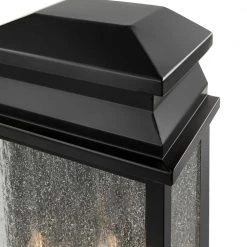 Sirrine 2-Light Black Outdoor Hardwired Outdoor Wall Lantern Sconce with Seeded Glass by Home Decorators Collection -Outlet Home Decorators Collection Store black home decorators collection outdoor sconces kb27704 40 1000