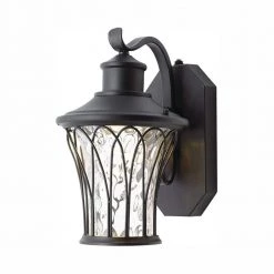 Avia Falls Black Outdoor LED Dusk to Dawn Wall Lantern Sconce by Home Decorators Collection