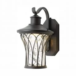 Avia Falls Black Outdoor LED Dusk to Dawn Wall Lantern Sconce by Home Decorators Collection