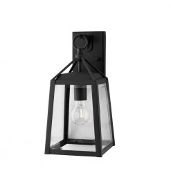 Blakeley Transitional 1-Light Black Outdoor Wall Lantern with Beveled Glass by Home Decorators Collection