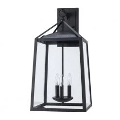 Blakeley Transitional 3-Light Black Hardwired Extra Large Outdoor Wall Lantern Sconce with Beveled Glass by Home Decorators Collection -Outlet Home Decorators Collection Store black home decorators collection outdoor sconces xl 19905 1f 1000