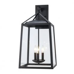 Blakeley Transitional 3-Light Black Hardwired Extra Large Outdoor Wall Lantern Sconce with Beveled Glass by Home Decorators Collection -Outlet Home Decorators Collection Store black home decorators collection outdoor sconces xl 19905 4f 1000