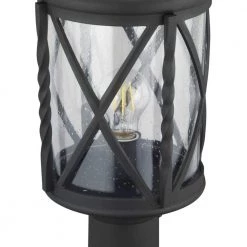 Walcott Manor 8 in. 1-Light Black Outdoor Transitional Post Light with Clear Seeded Glass by Home Decorators Collection -Outlet Home Decorators Collection Store black home decorators collection post light sets 1044hdcbldi 44 1000