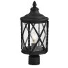 Walcott Manor 8 in. 1-Light Black Outdoor Transitional Post Light with Clear Seeded Glass by Home Decorators Collection