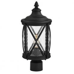 Walcott Manor 8 in. 1-Light Black Outdoor Transitional Post Light with Clear Seeded Glass by Home Decorators Collection -Outlet Home Decorators Collection Store black home decorators collection post light sets 1044hdcbldi a0 1000