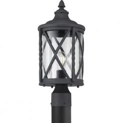 Walcott Manor 8 in. 1-Light Black Outdoor Transitional Post Light with Clear Seeded Glass by Home Decorators Collection -Outlet Home Decorators Collection Store black home decorators collection post light sets 1044hdcbldi c3 1000