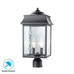 Scroll 2-Light Black Outdoor Post Mount Light with Water Glass by Home Decorators Collection -Outlet Home Decorators Collection Store black home decorators collection post light sets 302361088 1d 1000