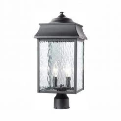 Scroll 2-Light Black Outdoor Post Mount Light with Water Glass by Home Decorators Collection