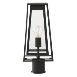 Bailey Modern 1-Light Black Outdoor Post Lantern Double Frame with Clear Glass by Home Decorators Collection -Outlet Home Decorators Collection Store black home decorators collection post light sets 8000501 12 40 1000