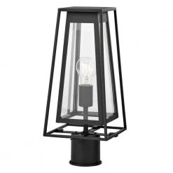 Bailey Modern 1-Light Black Outdoor Post Lantern Double Frame with Clear Glass by Home Decorators Collection