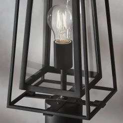 Bailey Modern 1-Light Black Outdoor Post Lantern Double Frame with Clear Glass by Home Decorators Collection -Outlet Home Decorators Collection Store black home decorators collection post light sets 8000501 12 66 1000