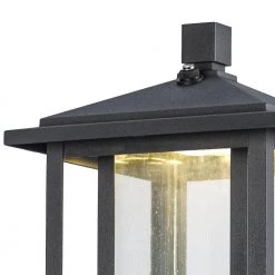 Mauvo Canyon Modern 1-Light Black Integrated LED Outdoor Post Mount Light with Seeded Glass by Home Decorators Collection -Outlet Home Decorators Collection Store black home decorators collection post light sets pt 06005 del 1f 1000