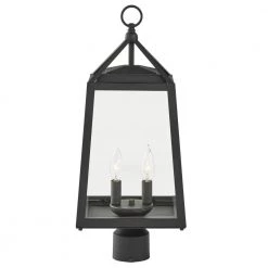 Blakeley Transitional 2-Light Black Outdoor Post Mount Lantern with Beveled Glass by Home Decorators Collection -Outlet Home Decorators Collection Store black home decorators collection post light sets pt 19905 1d 1000