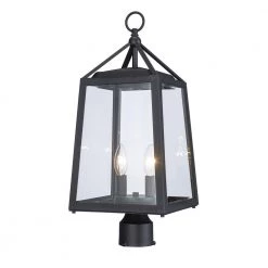 Blakeley Transitional 2-Light Black Outdoor Post Mount Lantern with Beveled Glass by Home Decorators Collection -Outlet Home Decorators Collection Store black home decorators collection post light sets pt 19905 1f 1000
