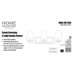 Creek Crossing 24 in. 3-Light Black Industrial Bathroom Vanity Light with Clear Glass Shades by Home Decorators Collection -Outlet Home Decorators Collection Store black home decorators collection vanity lighting knr1303a bk fa 1000